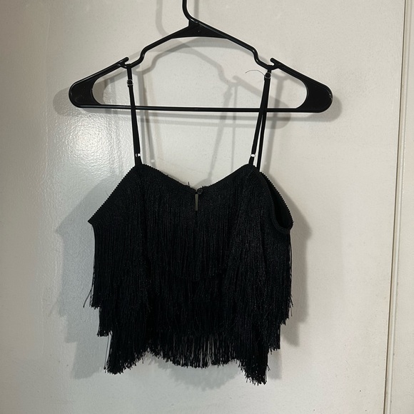 Forever 21, fringe black crop tank top - Picture 6 of 9